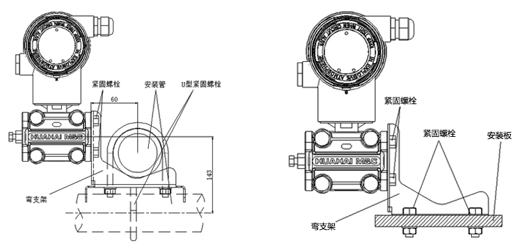 智能絕對壓力變送器管裝彎（盤）支架