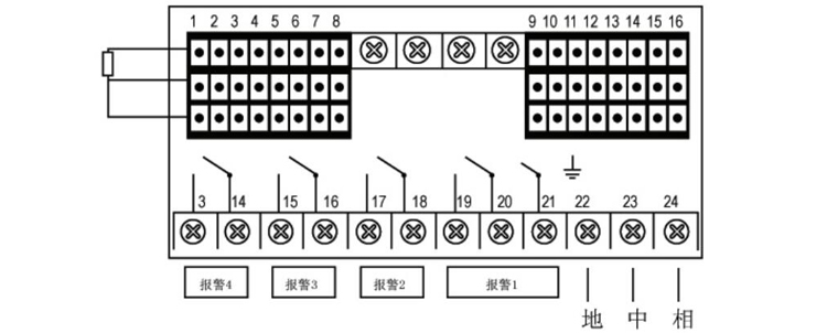 智能巡回顯示調(diào)節(jié)儀后面板及電氣接線